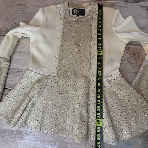 Liorah Exclusive Women's Cream Rhinestone Blazer Skirt Set Size 10 Church Wear - Picture 10 of 16